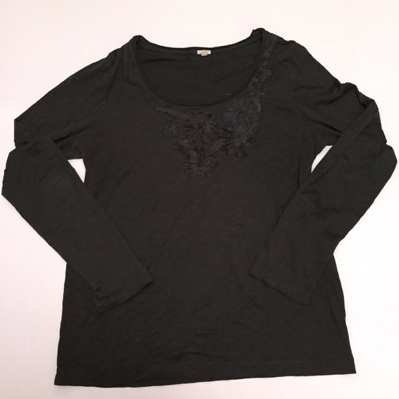 J. Crew Tops - J Crew long sleeve tee ribbon flower detail Large